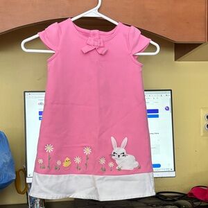 Gymboree Easter/Spring Pink Dress w Bunny, Chick & Flowers Appliqué 4T